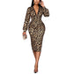 🖤Black Friday Sale:50% OFF🖤 🐆 Lace V-Neck, Curve-Flattering Ruched Fit | Women's Leopard Midi Dress