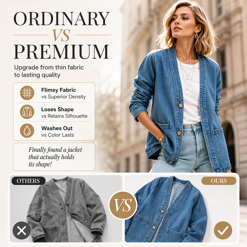 🖤Black Friday Sale:50% OFF🖤 ✨Women's Casual V-Neck Denim Cardigan A
