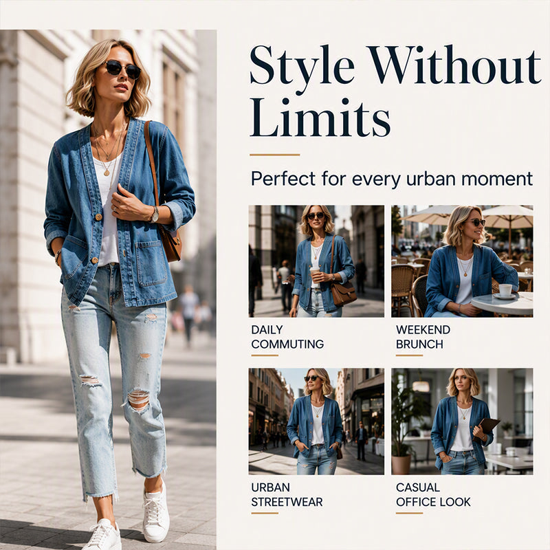 🖤Black Friday Sale:50% OFF🖤 ✨Women's Casual V-Neck Denim Cardigan A