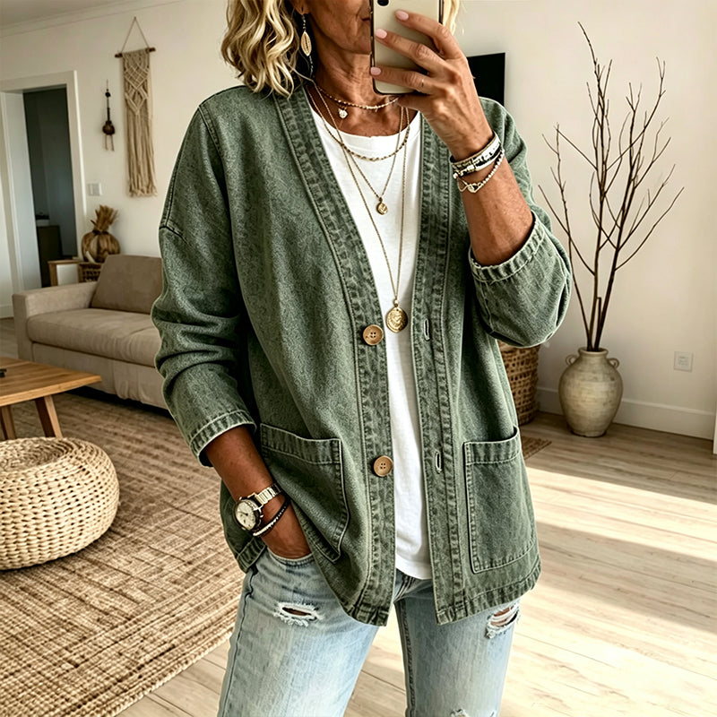 🖤Black Friday Sale:50% OFF🖤 ✨Women's Casual V-Neck Denim Cardigan A