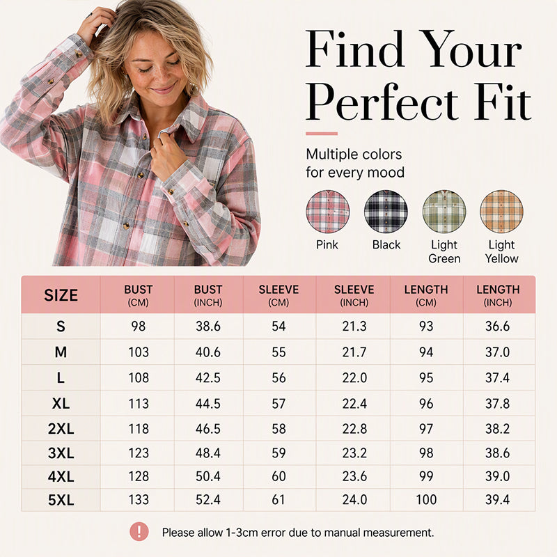 🖤Black Friday Sale:50% OFF🖤✨ Timeless Plaid Layering | Women’s Mid-Length Plaid Shirt Jacket