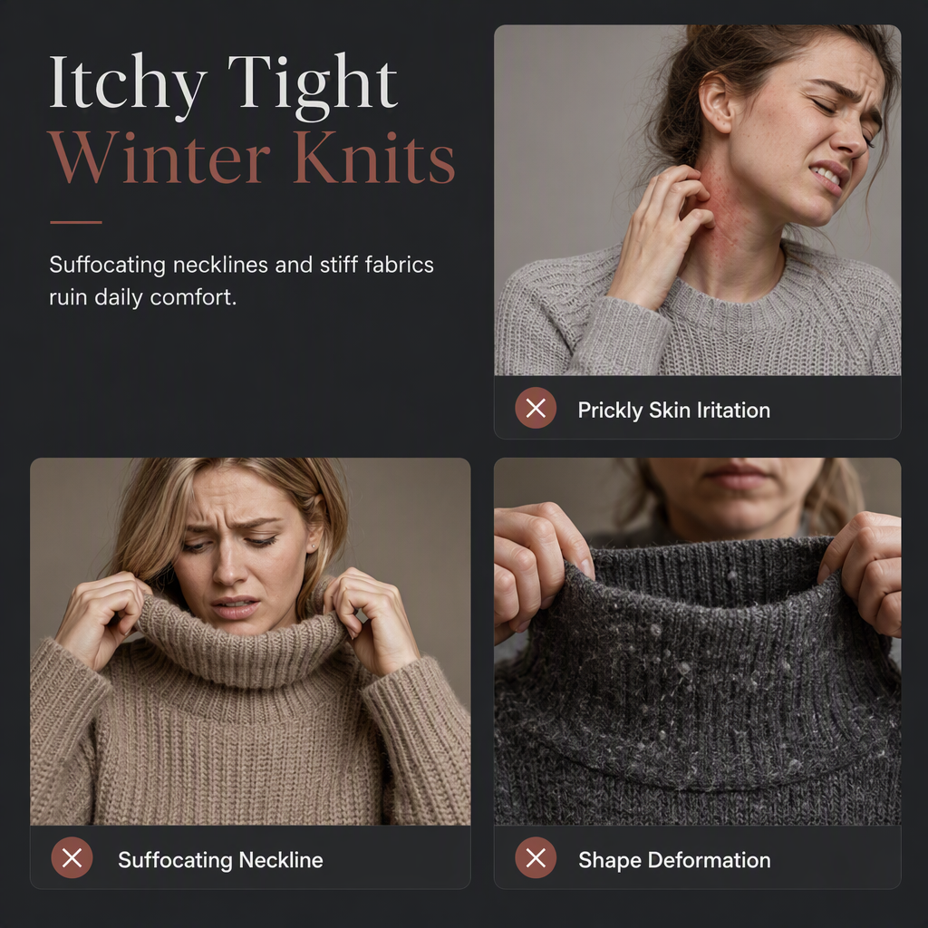 🧶 Relaxed Ribbed Fit, Easy Side-Slit Style | Women's Turtleneck Sweater