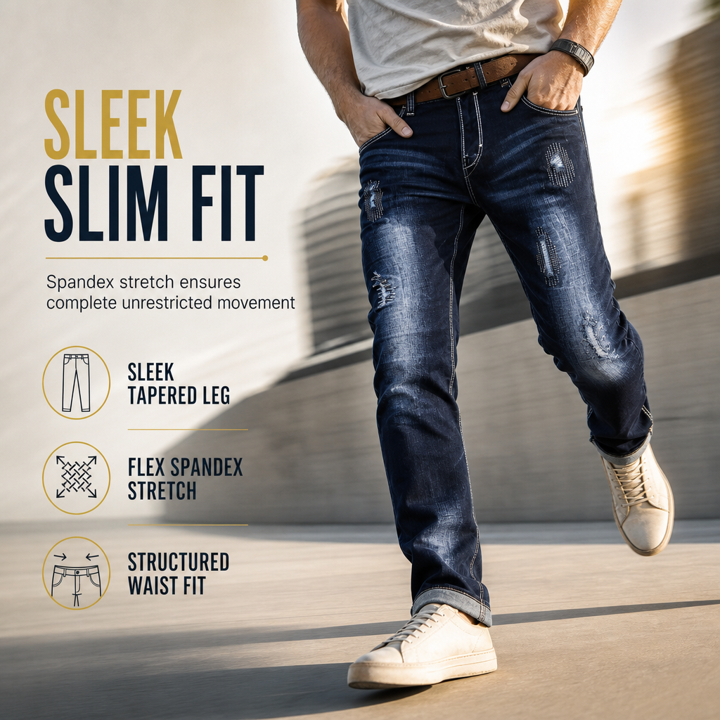 🖤Black Friday Sale:50% OFF🖤👖 Stretch Comfort, Sharp Slim Fit | Men's Ripped Denim Jeans