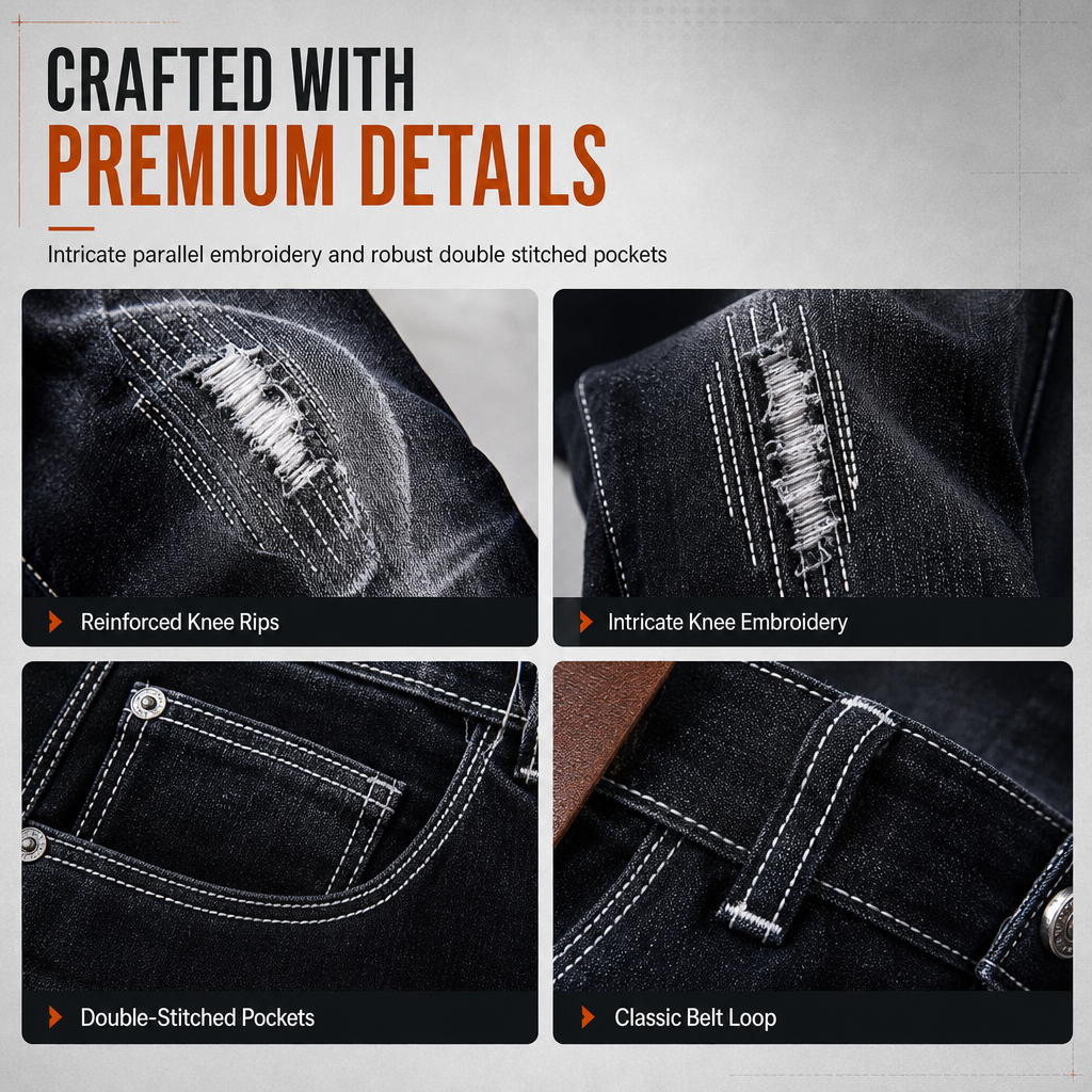 🖤Black Friday Sale:50% OFF🖤👖 Stretch Comfort, Sharp Slim Fit | Men's Ripped Denim Jeans