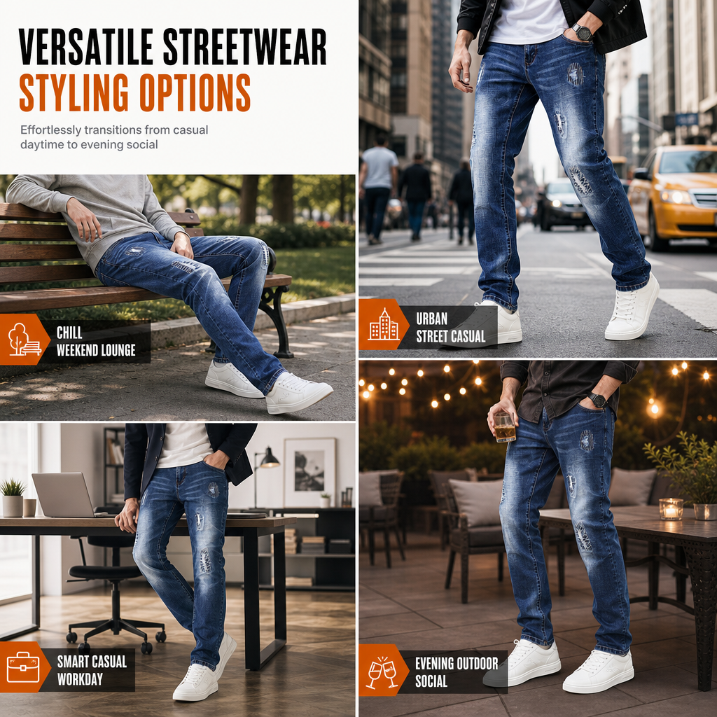 🖤Black Friday Sale:50% OFF🖤👖 Stretch Comfort, Sharp Slim Fit | Men's Ripped Denim Jeans