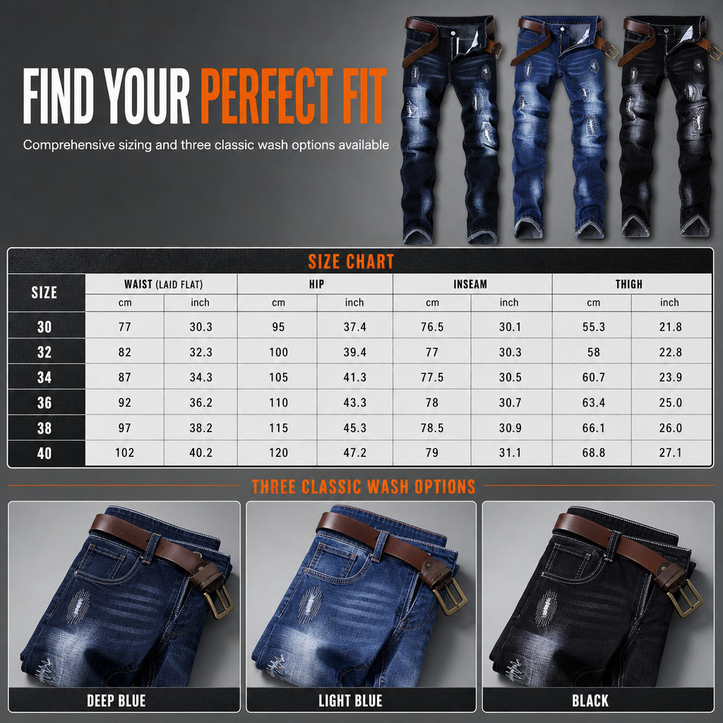 🖤Black Friday Sale:50% OFF🖤👖 Stretch Comfort, Sharp Slim Fit | Men's Ripped Denim Jeans
