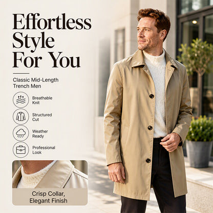 🖤Black Friday Sale:50% OFF🖤 ✨Men's Minimalist Single-Breasted Mid-Length Coat – Clean Lines, Modern Fit, Everyday Elegance