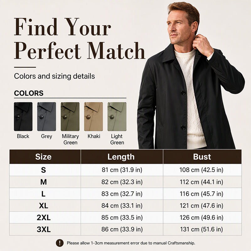 🖤Black Friday Sale:50% OFF🖤 ✨Men's Minimalist Single-Breasted Mid-Length Coat – Clean Lines, Modern Fit, Everyday Elegance