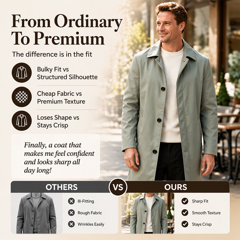 🖤Black Friday Sale:50% OFF🖤 ✨Men's Minimalist Single-Breasted Mid-Length Coat – Clean Lines, Modern Fit, Everyday Elegance