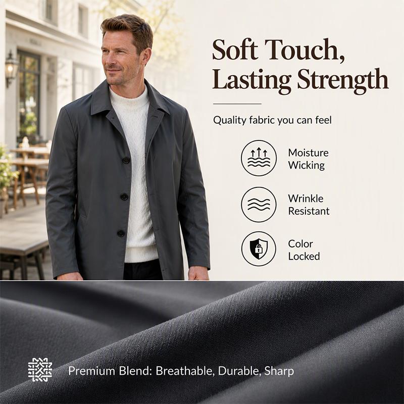 🖤Black Friday Sale:50% OFF🖤 ✨Men's Minimalist Single-Breasted Mid-Length Coat – Clean Lines, Modern Fit, Everyday Elegance