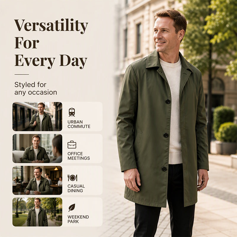 🖤Black Friday Sale:50% OFF🖤 ✨Men's Minimalist Single-Breasted Mid-Length Coat – Clean Lines, Modern Fit, Everyday Elegance