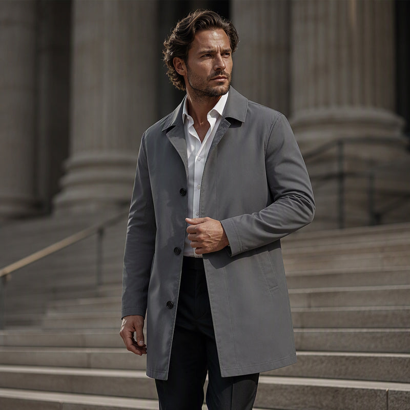 🖤Black Friday Sale:50% OFF🖤 ✨Men's Minimalist Single-Breasted Mid-Length Coat – Clean Lines, Modern Fit, Everyday Elegance
