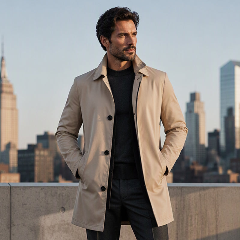 🖤Black Friday Sale:50% OFF🖤 ✨Men's Minimalist Single-Breasted Mid-Length Coat – Clean Lines, Modern Fit, Everyday Elegance