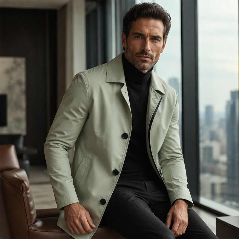 🖤Black Friday Sale:50% OFF🖤 ✨Men's Minimalist Single-Breasted Mid-Length Coat – Clean Lines, Modern Fit, Everyday Elegance