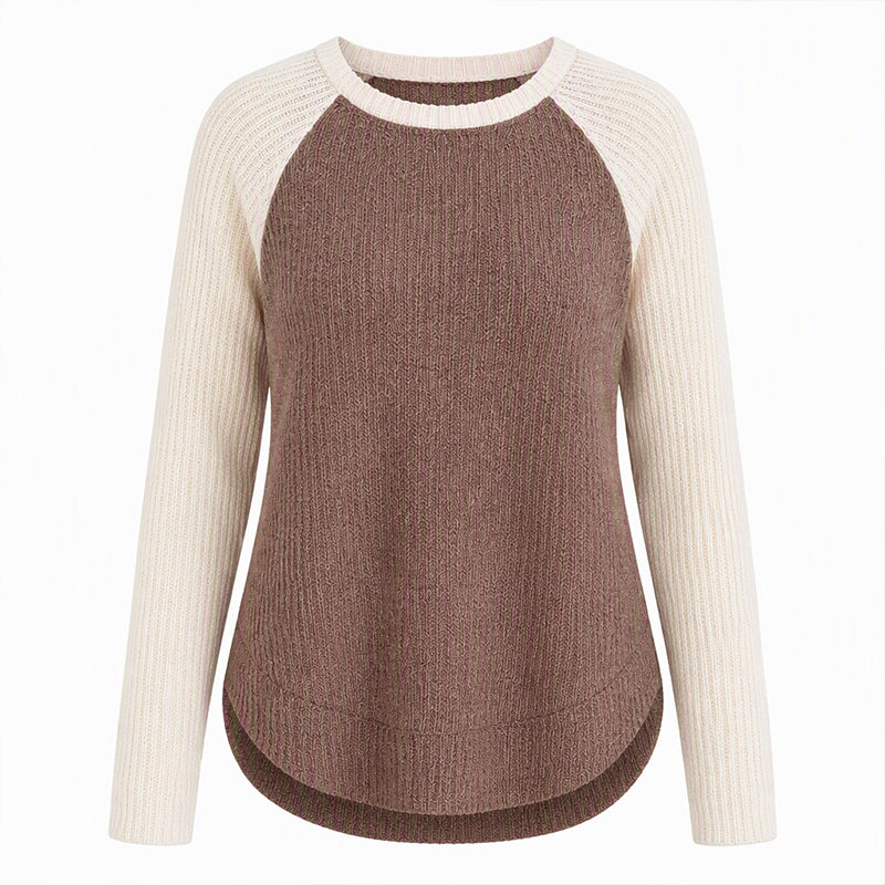 🍁Women's Western Ranch Style Raglan Long Sleeve Knit Top with Textured Waffle Fabric and Curved Hem