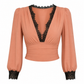 🖤 Women's Deep V-Neck Lace Long Sleeve Top