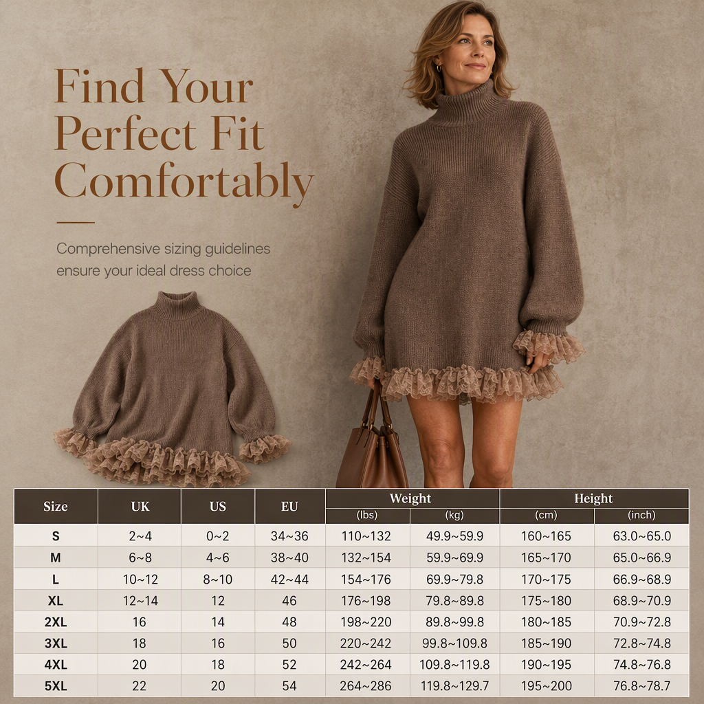 ✨ Feminine Knit Detail 🌸 Women’s Oversized Mock Neck Sweater Dress