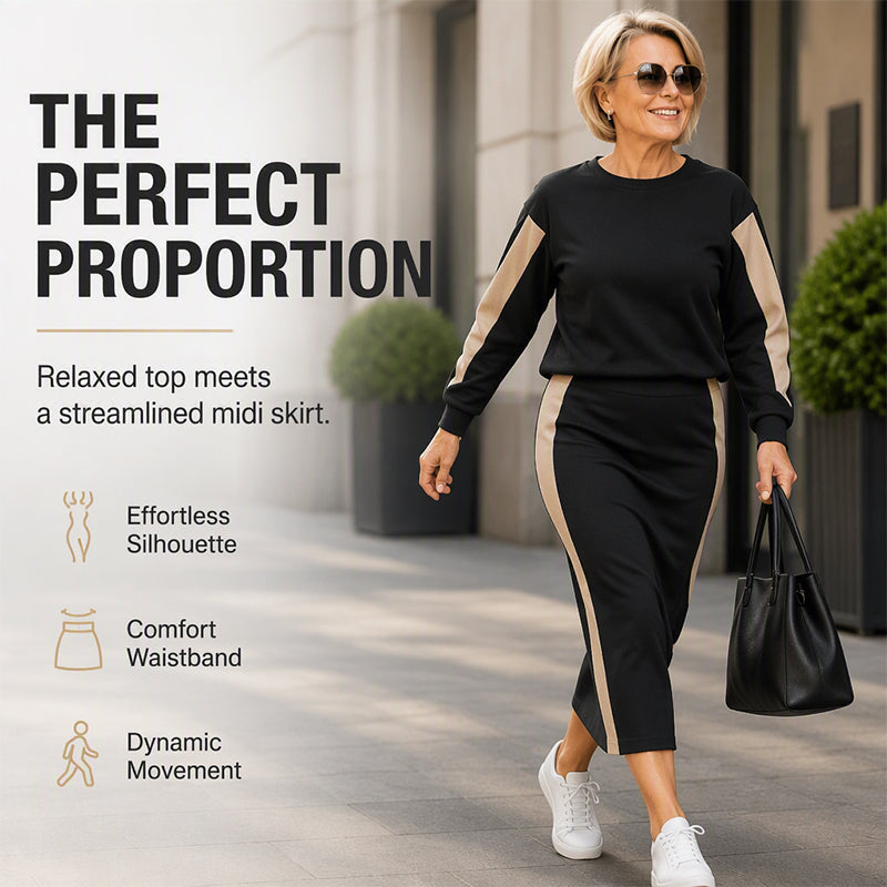 🖤Black Friday Sale:50% OFF🖤 ✨ Polished Two-Piece Style | Women’s Color-Block Knit Set