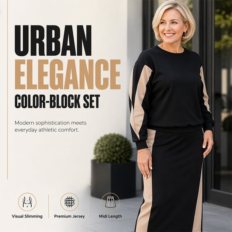 🖤Black Friday Sale:50% OFF🖤 ✨ Polished Two-Piece Style | Women’s Color-Block Knit Set