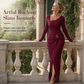 💃 Elegant Women's Long Sleeve Knit Dress 🍷 Figure-Flattering Irregular Neck Design