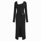 💃 Elegant Women's Long Sleeve Knit Dress 🍷 Figure-Flattering Irregular Neck Design