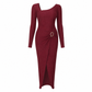 💃 Elegant Women's Long Sleeve Knit Dress 🍷 Figure-Flattering Irregular Neck Design