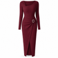 💃 Elegant Women's Long Sleeve Knit Dress 🍷 Figure-Flattering Irregular Neck Design