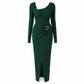 💃 Elegant Women's Long Sleeve Knit Dress 🍷 Figure-Flattering Irregular Neck Design