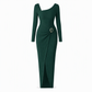 💃 Elegant Women's Long Sleeve Knit Dress 🍷 Figure-Flattering Irregular Neck Design