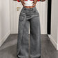 🔥HOT SALE 50% OFF👖🎁Women's Trendy Asymmetric Overlap Wide-Leg Jeans