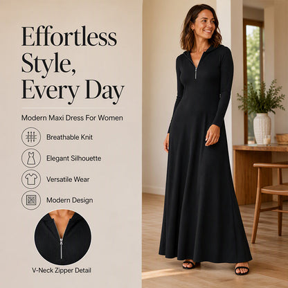 🖤Black Friday Sale:50% OFF🖤 Women's Ribbed Knit Hooded Maxi Dress