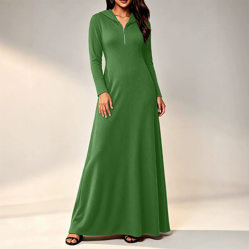 🖤Black Friday Sale:50% OFF🖤 Women's Ribbed Knit Hooded Maxi Dress