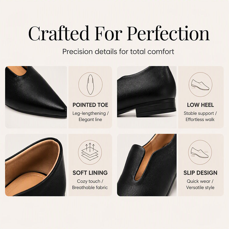 🖤Black Friday Sale:50% OFF🖤 Women's Pointed Toe V-Cut Flat Shoes 👠 Elegant Slip-On Loafers for Everyday Style