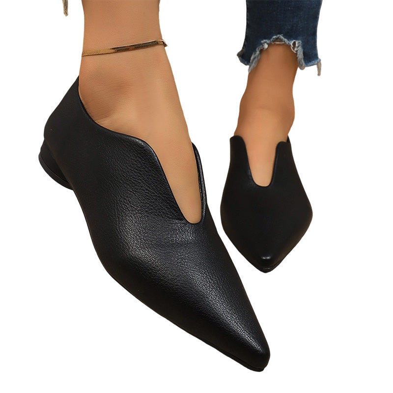 🖤Black Friday Sale:50% OFF🖤 Women's Pointed Toe V-Cut Flat Shoes 👠 Elegant Slip-On Loafers for Everyday Style