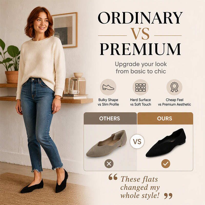 🖤Black Friday Sale:50% OFF🖤 Women's Pointed Toe V-Cut Flat Shoes 👠 Elegant Slip-On Loafers for Everyday Style