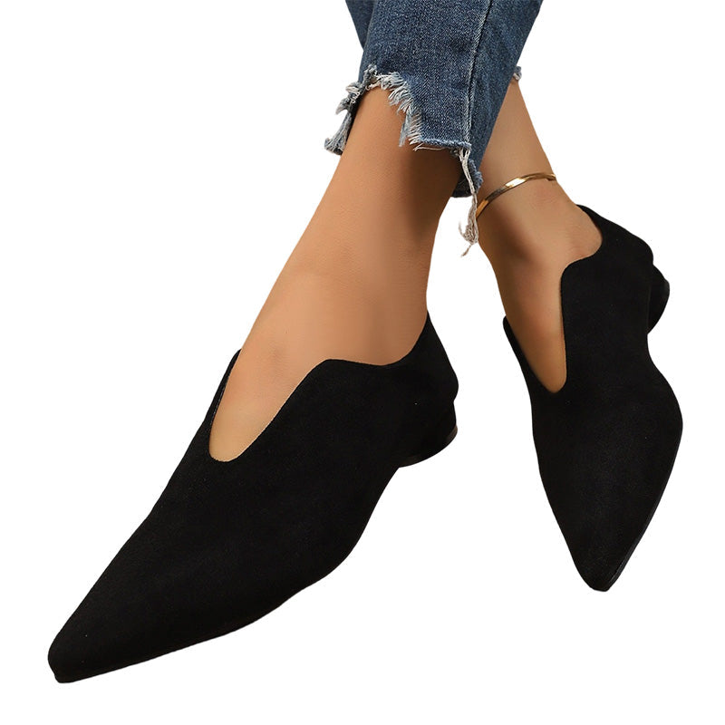 🖤Black Friday Sale:50% OFF🖤 Women's Pointed Toe V-Cut Flat Shoes 👠 Elegant Slip-On Loafers for Everyday Style