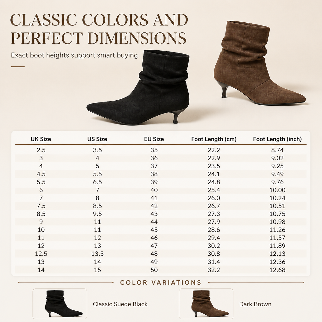 👢 Women's Suede Pointed Toe Kitten Heel Ankle Boots✨Elegant Slouchy Style