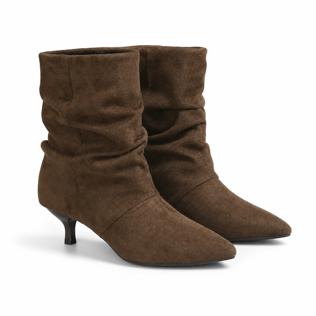👢 Women's Suede Pointed Toe Kitten Heel Ankle Boots✨Elegant Slouchy Style
