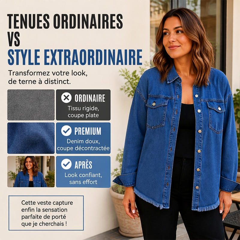 💖Black Friday Mega Deal – 50% off!💖 👚Women's Raw Edge Ripped Denim Jacket – Street Fashion, Multiple Pockets & Easy to Pair ✨