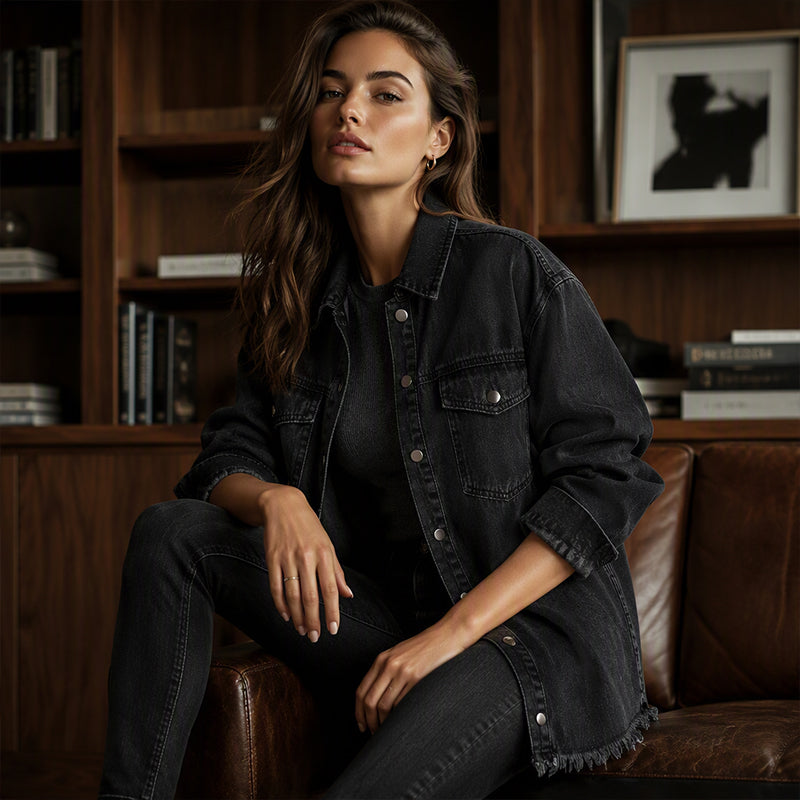💖Black Friday Mega Deal – 50% off!💖 👚Women's Raw Edge Ripped Denim Jacket – Street Fashion, Multiple Pockets & Easy to Pair ✨