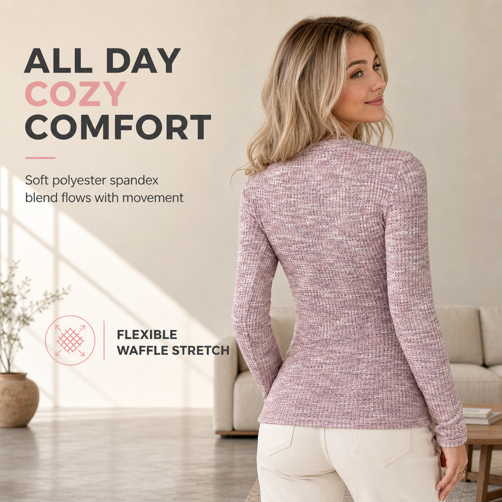 💖Black Friday Mega Deal – 50% off!💖🌸Women's Long Sleeve V-Neck Half Zip Knit Top