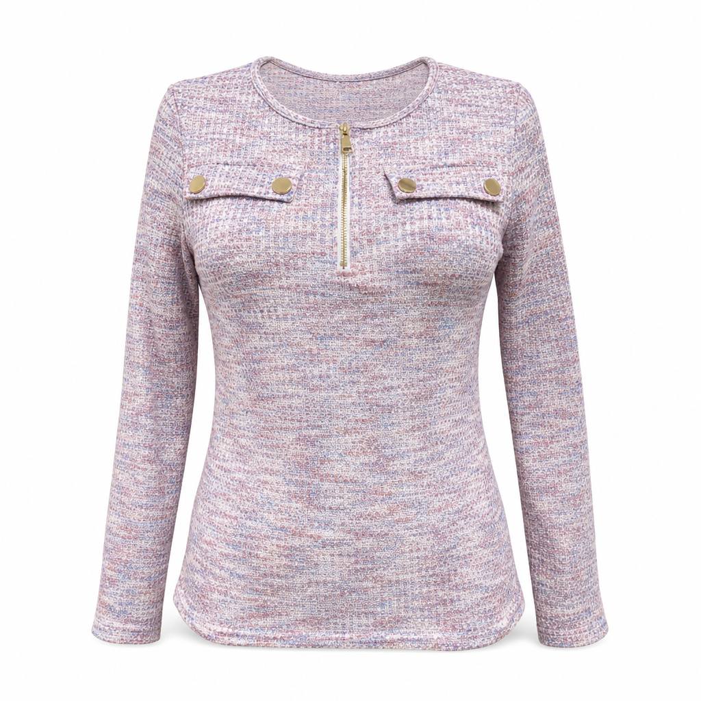 💖Black Friday Mega Deal – 50% off!💖🌸Women's Long Sleeve V-Neck Half Zip Knit Top