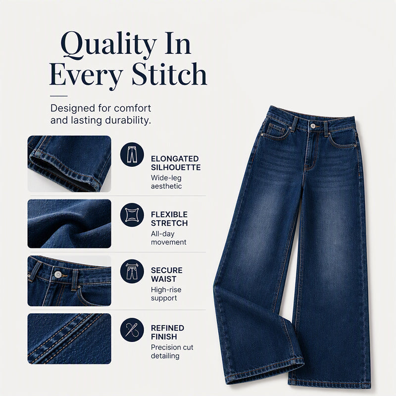🖤Black Friday Sale:50% OFF🖤🌸💖Women's High-Rise Wide-Leg Stretch Jeans
