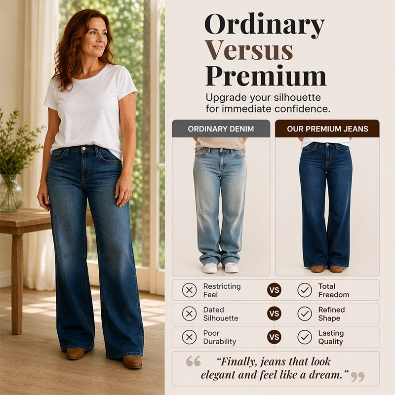 🖤Black Friday Sale:50% OFF🖤🌸💖Women's High-Rise Wide-Leg Stretch Jeans