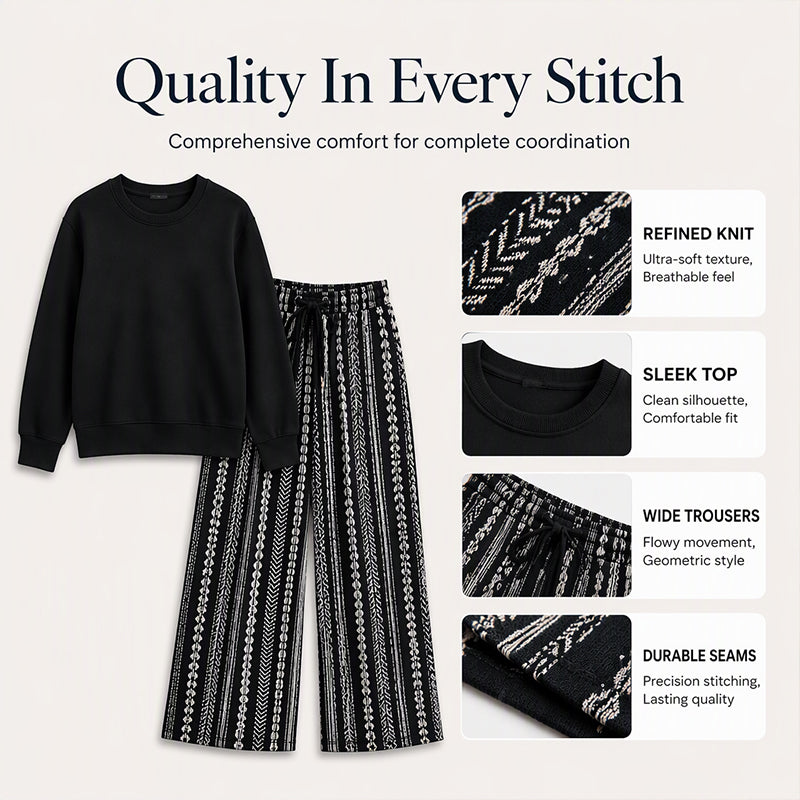 🖤Black Friday Sale:50% OFF🖤 Women's Casual Crewneck Top & Printed Pants Set