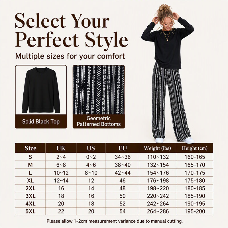 🖤Black Friday Sale:50% OFF🖤 Women's Casual Crewneck Top & Printed Pants Set