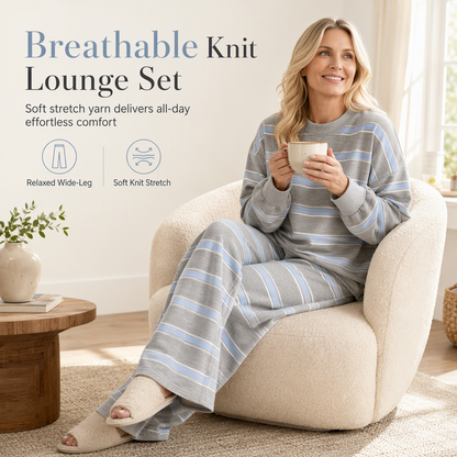 💖Black Friday Mega Deal – 50% off!💖Womens Casual Long Sleeve Top and Pants Two Piece Set Fashion Striped Lounge Set