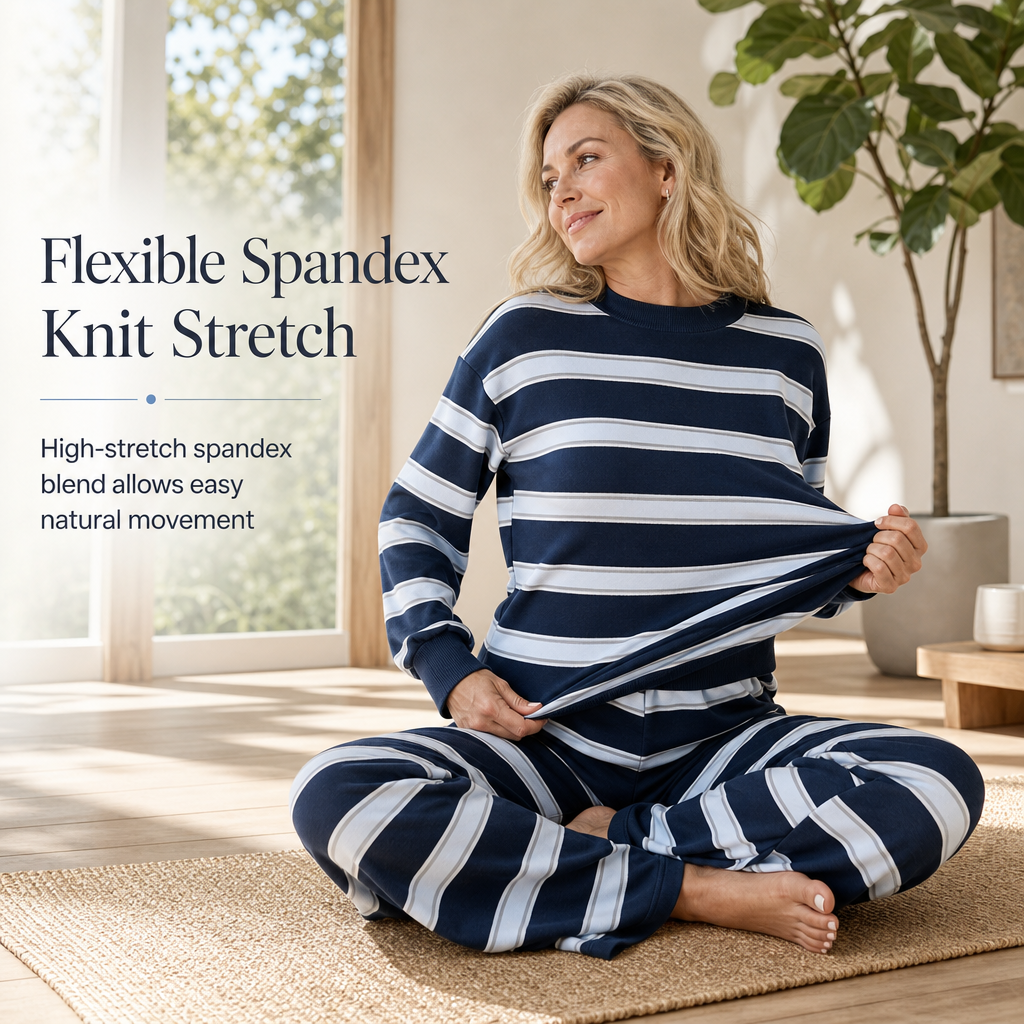 💖Black Friday Mega Deal – 50% off!💖Womens Casual Long Sleeve Top and Pants Two Piece Set Fashion Striped Lounge Set
