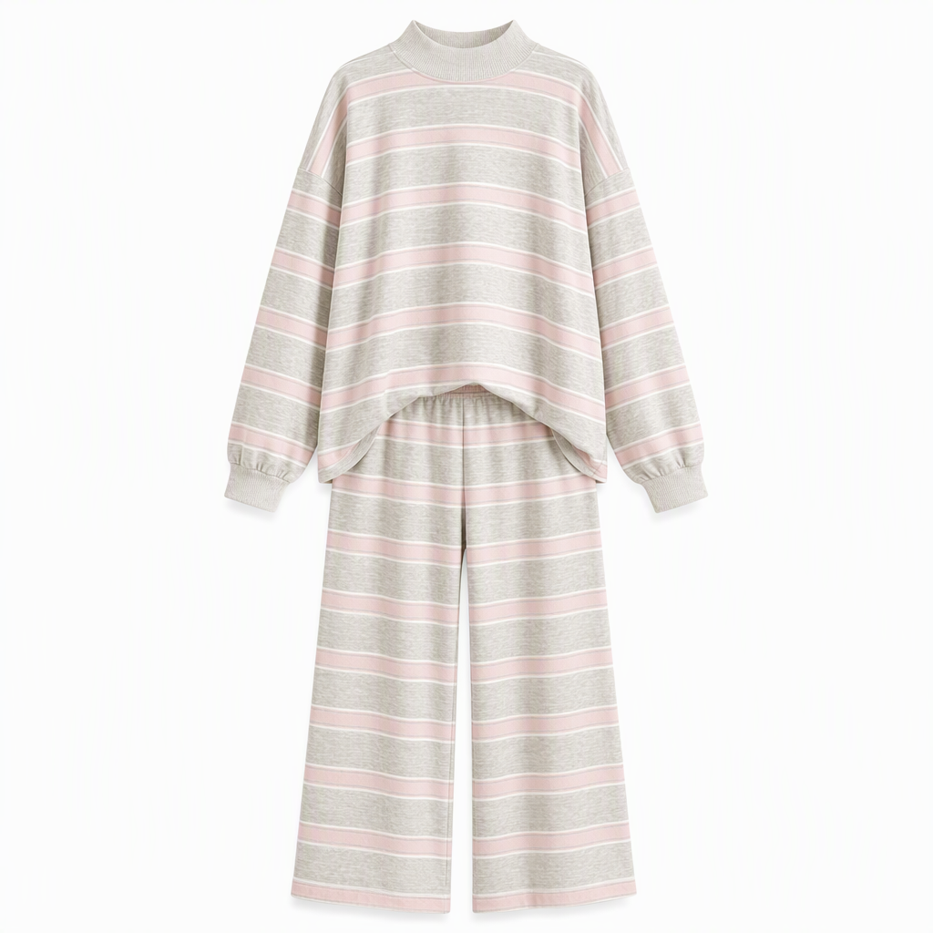 💖Black Friday Mega Deal – 50% off!💖Womens Casual Long Sleeve Top and Pants Two Piece Set Fashion Striped Lounge Set