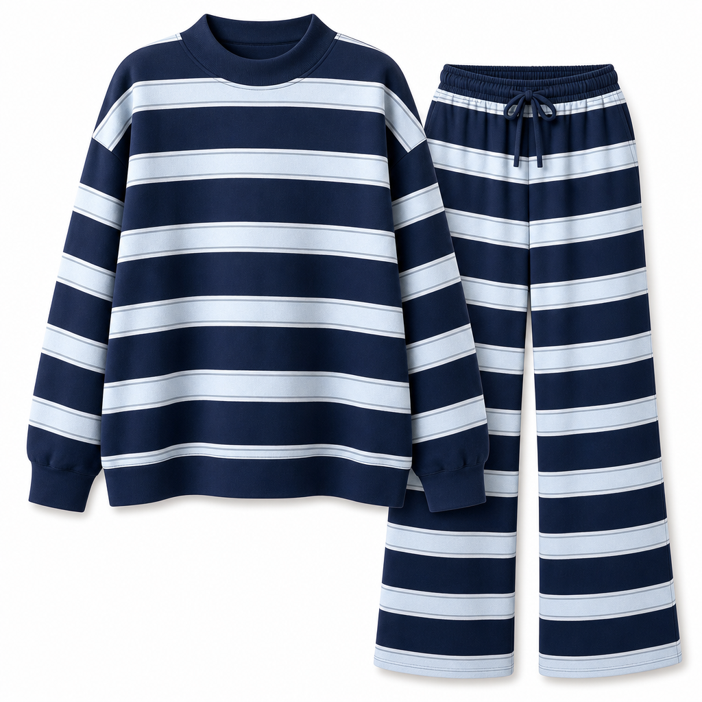 💖Black Friday Mega Deal – 50% off!💖Womens Casual Long Sleeve Top and Pants Two Piece Set Fashion Striped Lounge Set